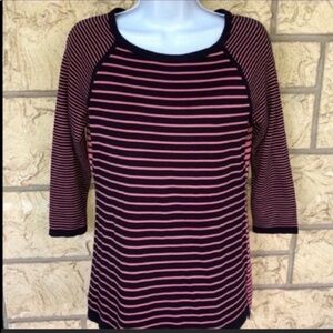 Talbots career blouce stripped pink & dark Navy 
Size SP Sweater Comfy